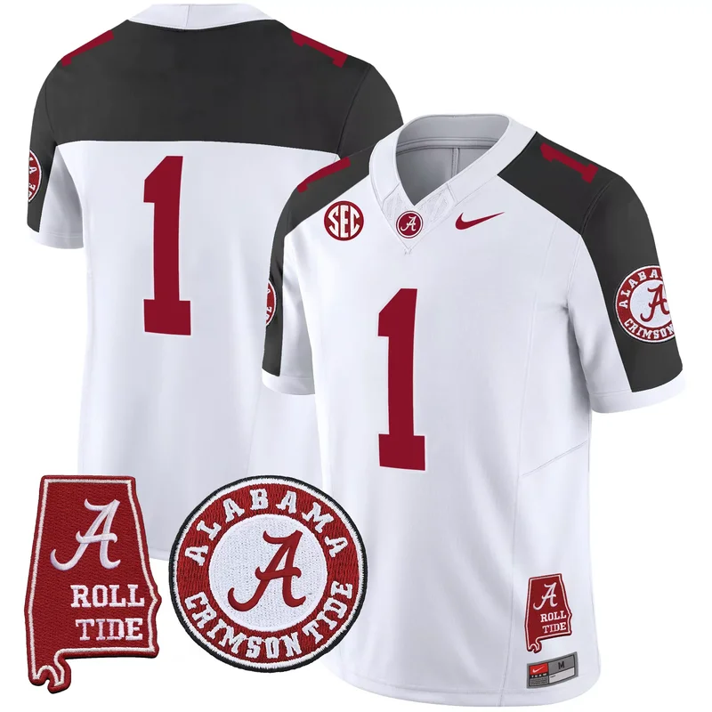 Black #18 Champs alabama crimson tide jersey v4 alabama map all stitched - Image 2