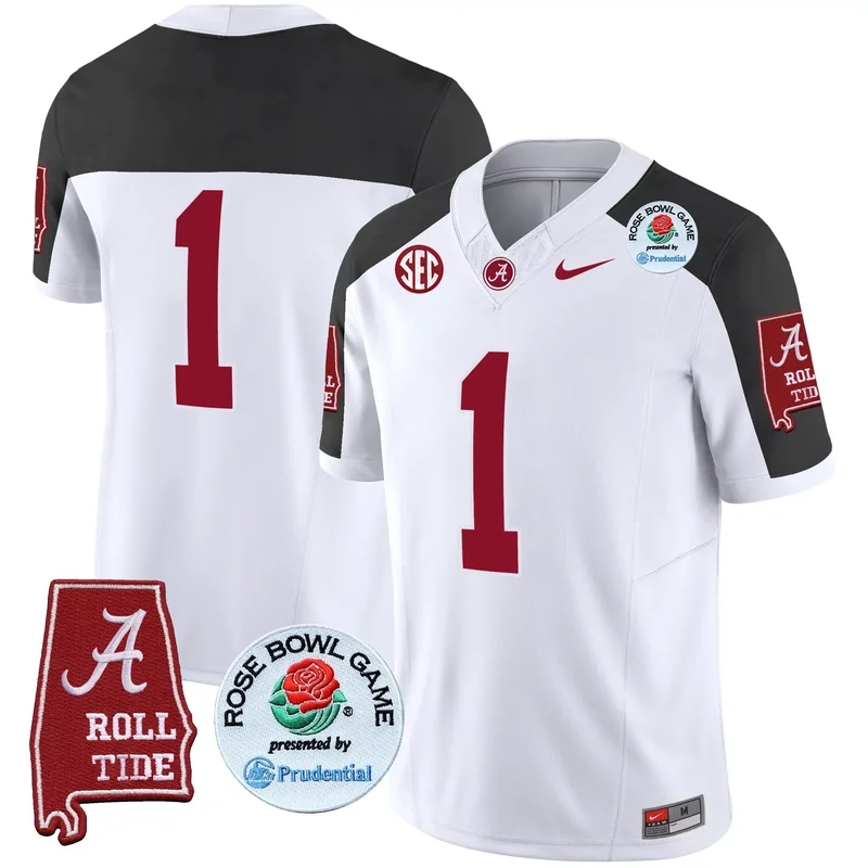 Black Nick Saban alabama crimson tide rose bowl patch jersey all stitched - Image 3