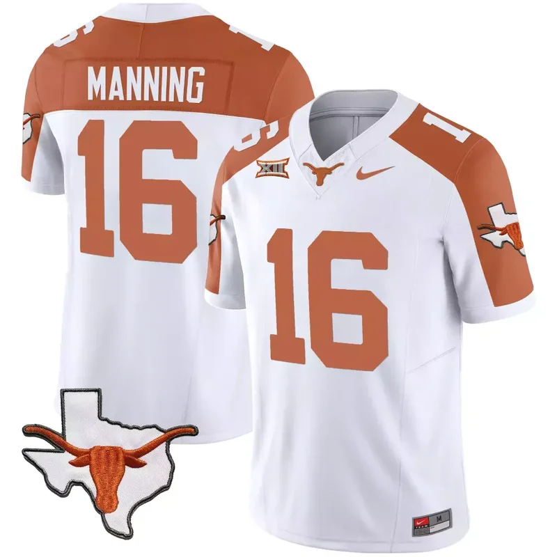 Inverted Arch Manning Texas Longhorns Vapor Limited Jersey All Stitched