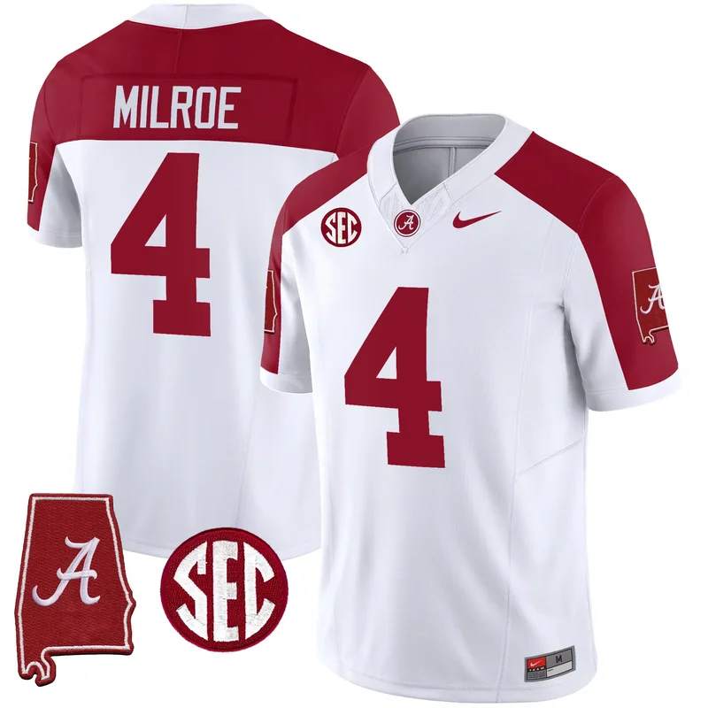 Inverted Jalen Milroe alabama crimson tide jersey alabama map all stitched