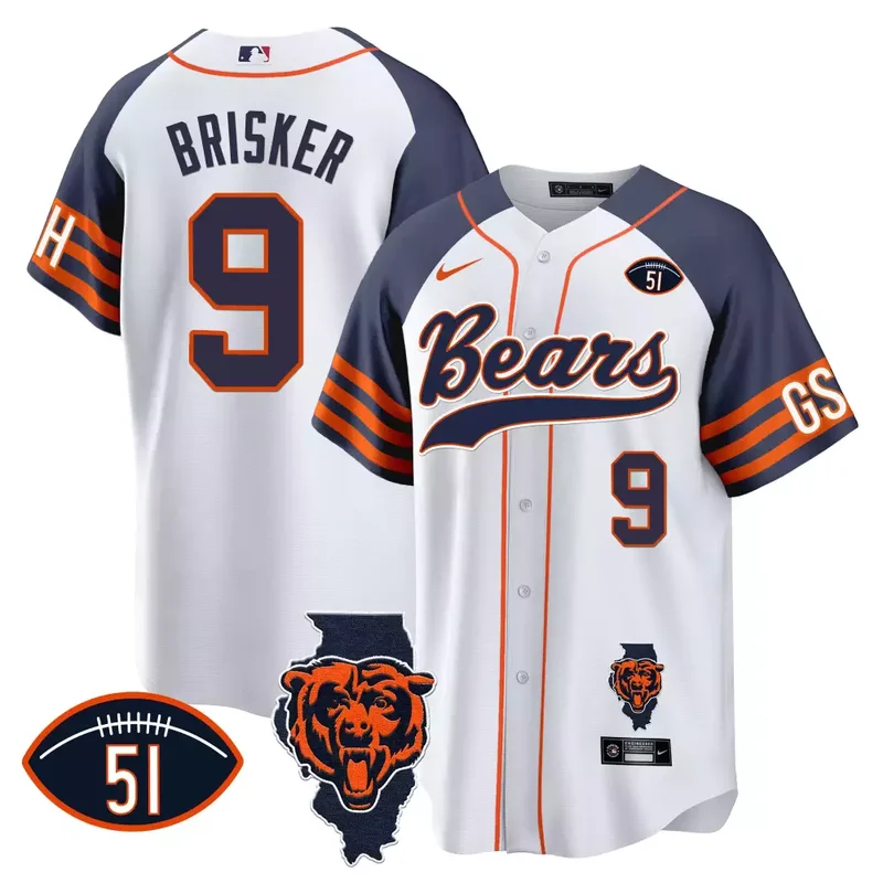 Inverted Justin Fields Bears Illinois Patch Baseball Jersey All Stitched - Image 4
