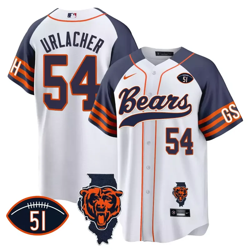 Inverted Justin Fields Bears Illinois Patch Baseball Jersey All Stitched - Image 2