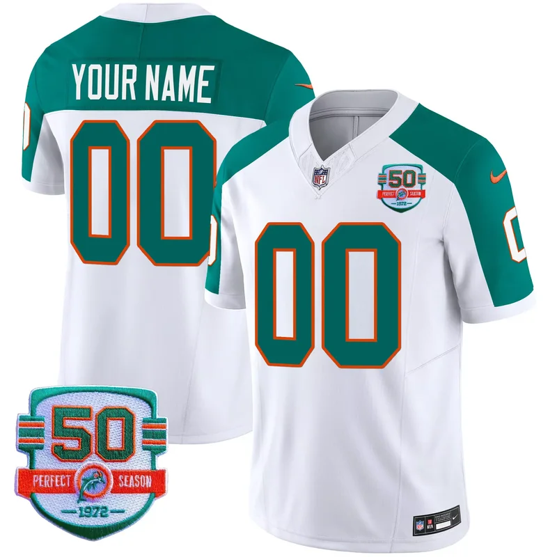 Aqua miami dolphins miami vice vapor custom jersey v3 all stitched - Image 5