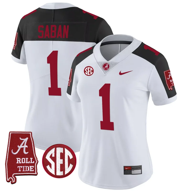 Inverted nick saban alabama crimson tide jersey alabama map all stitched