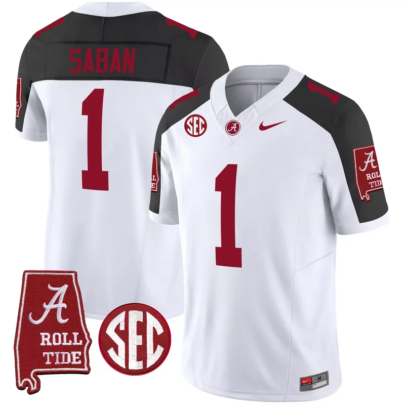 Inverted nick saban alabama crimson tide jersey alabama map all stitched - Image 3