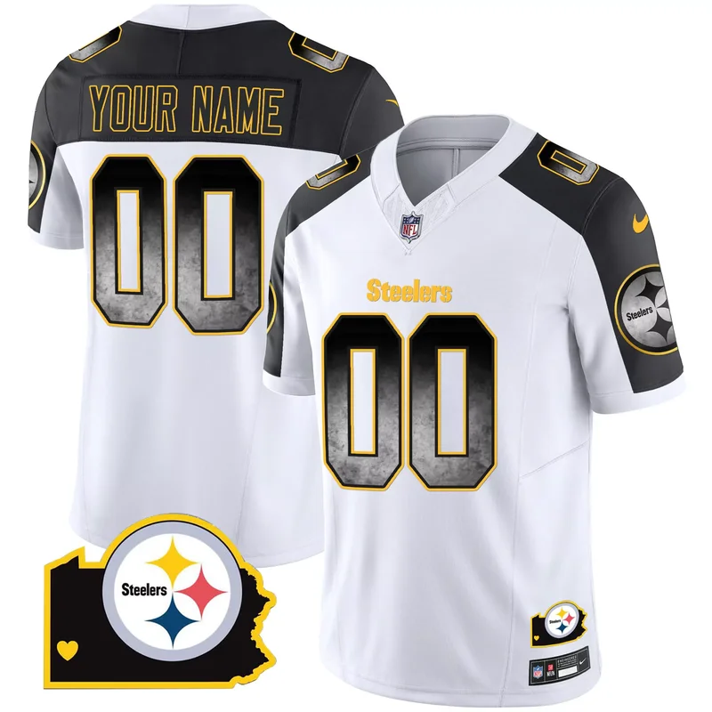 Alternate pittsburgh steelers dmr patch arch smoke vapor custom jersey all stitched - Image 3