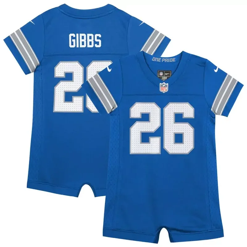 Jahmyr Gibbs Detroit Lions Newborn & Infant Game Romper Jersey Blue