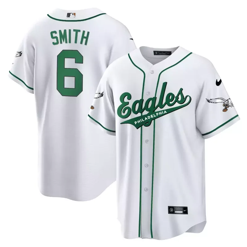 Jalen Hurts Kelly Gold Trim EAGLES KELLY GREEN BASEBALL JERSEY ALL STITCHED - Image 5
