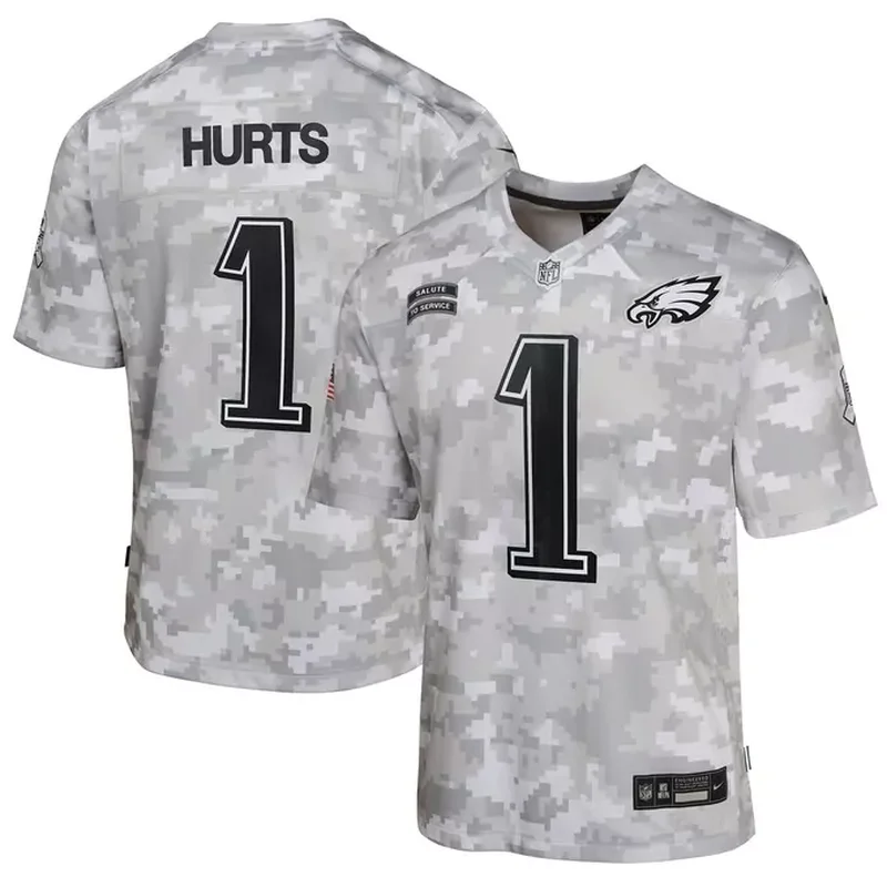Jalen Hurts Philadelphia Eagles 2024 Salute to Service Game Jersey Arctic Camo