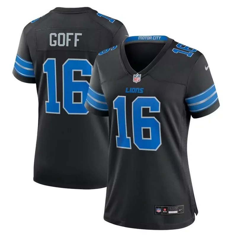 Detroit Lions Alternate Custom Game Jersey Black - Image 2