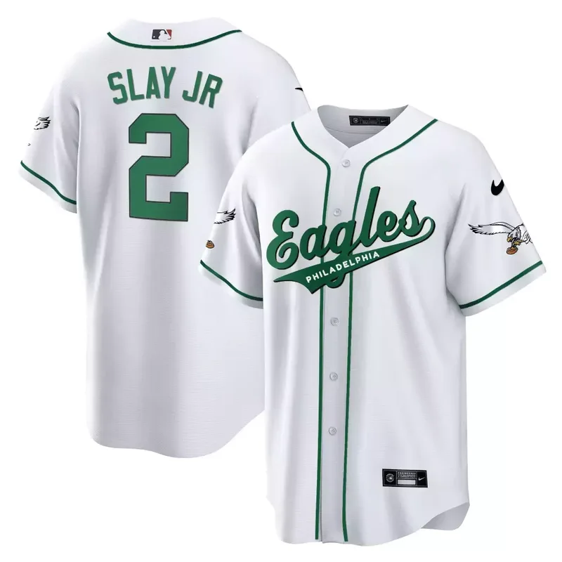 Jason Kelce Kelly Gold Trim EAGLES KELLY GREEN BASEBALL JERSEY ALL STITCHED - Image 5