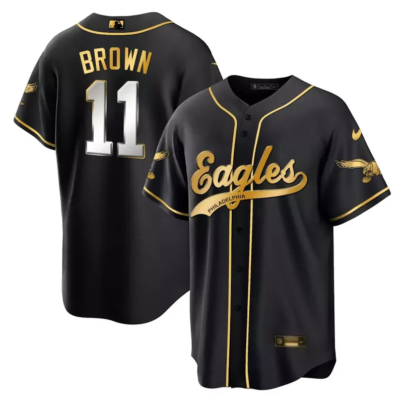Jason Kelce Kelly Gold Trim EAGLES KELLY GREEN BASEBALL JERSEY ALL STITCHED - Image 2