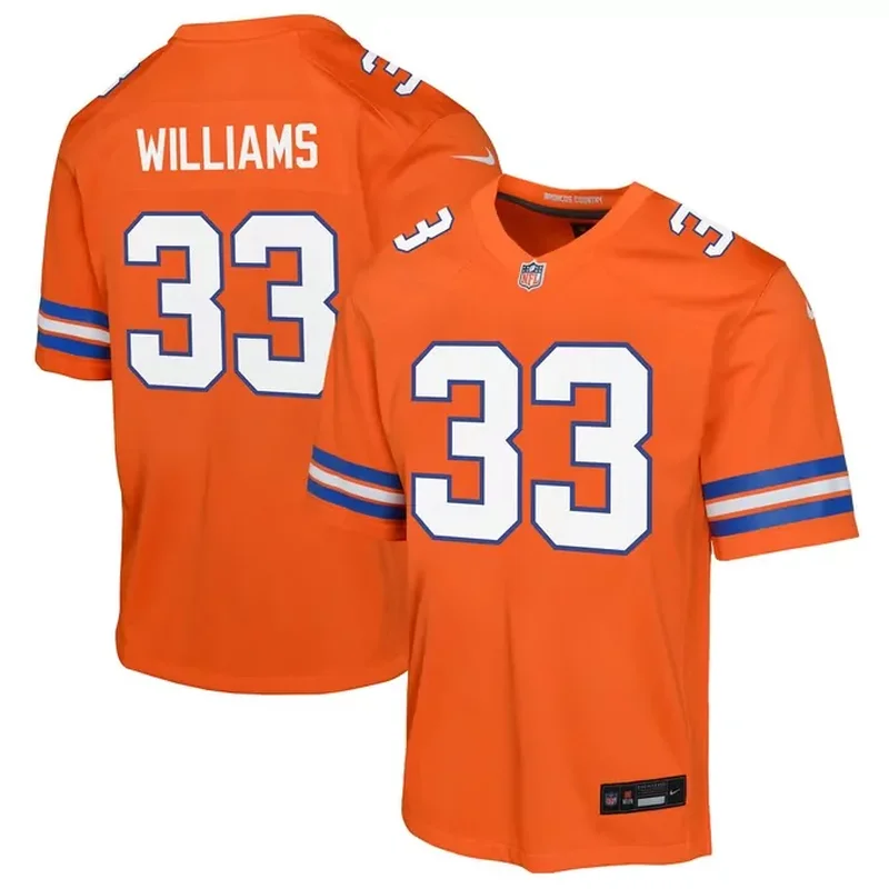 Javonte Williams Denver Broncos Mile High Collection 1977 Throwback Game Jersey Orange