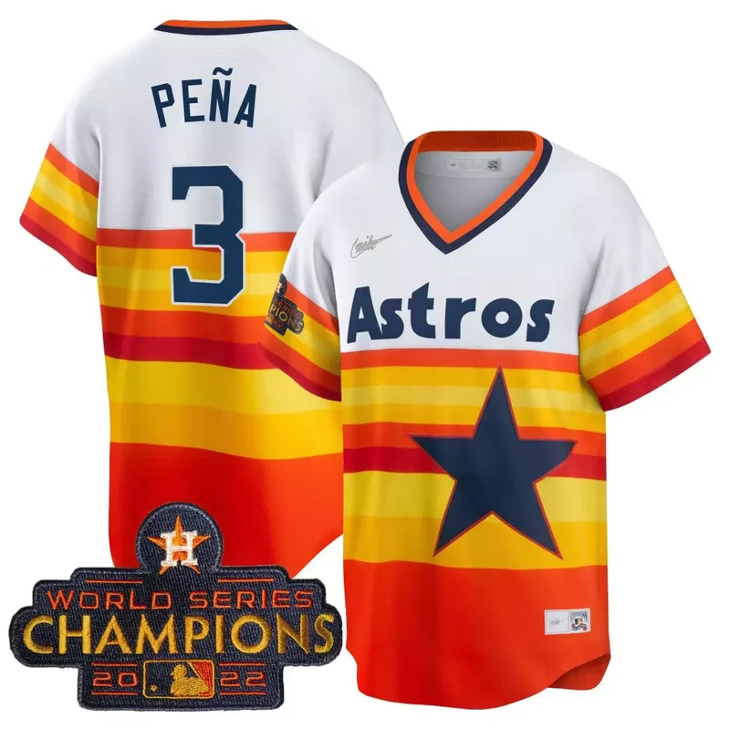 Jeremy Pena Astros 1980 s Throwback Champion Patch Jersey All Stitched