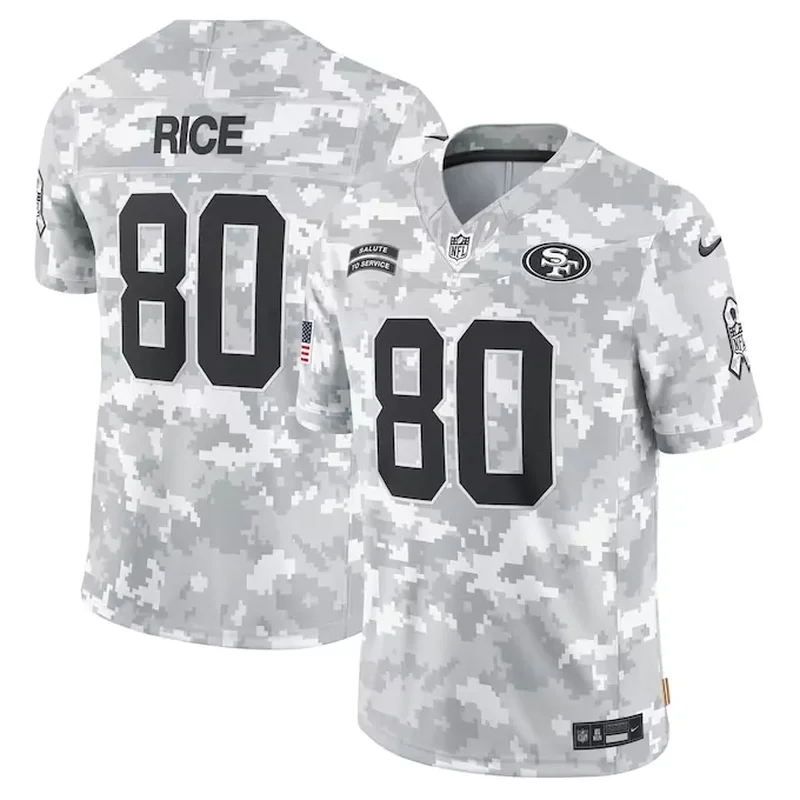 Jerry Rice San Francisco 49ers 2024 Salute to Service Retired Player Jersey Arctic Camo