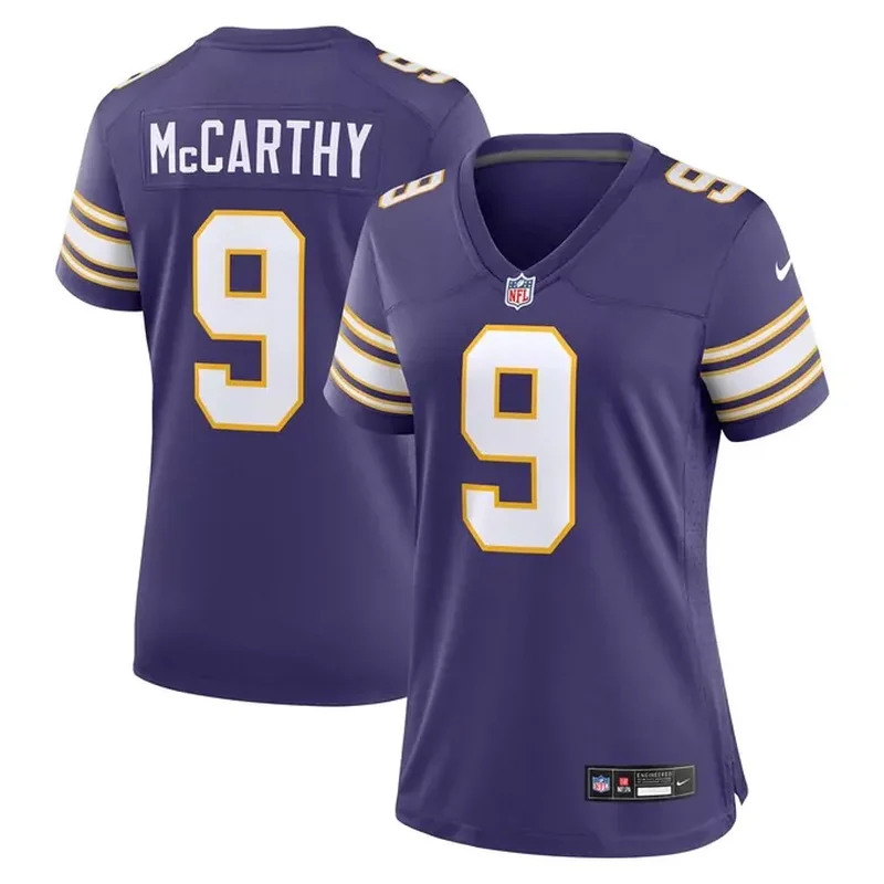 JJ McCarthy Minnesota Vikings Womens 2nd Alternate Player Game Jersey Purple