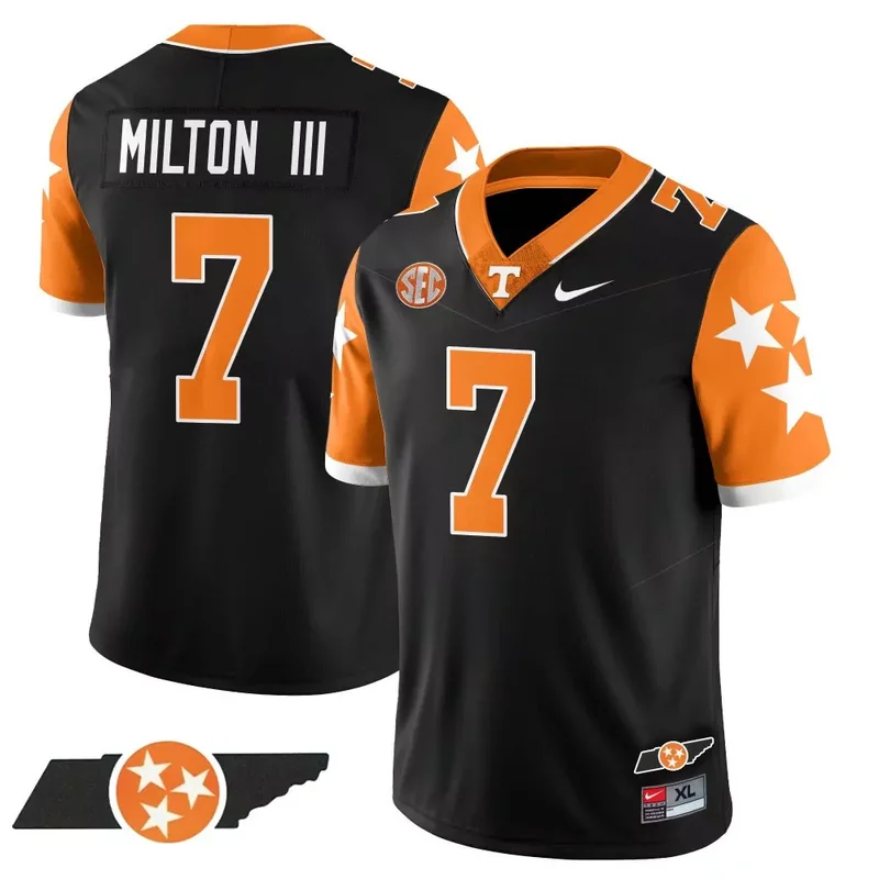Joe Milton III Black tennessee volunteers 2023 Alternate jersey v4 all stitched