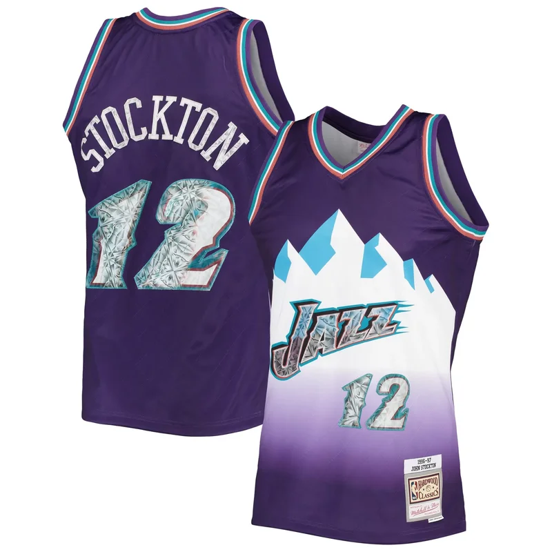 Karl Malone Utah Jazz 1996-97 Hardwood Classics NBA 75th Anniversary Diamond Jersey - Purple NBA - Image 2