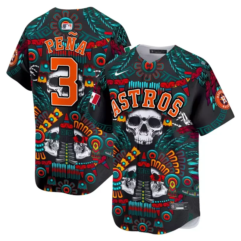 Jos Altuve Astros Mexico Skull Vapor Premier Jersey V2 Printed - Image 4