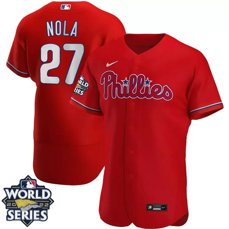 JT Realmuto Philadelphia Phillies 2022 World Series Red Alternate Player Jersey All Stitched - Image 5