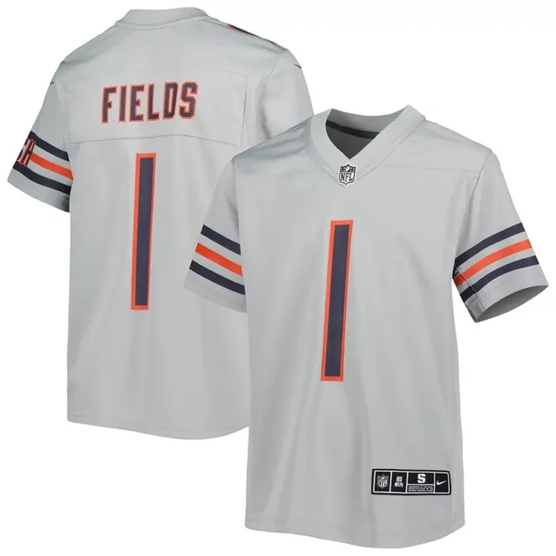 Justin Fields Chicago Bears Inverted Game Jersey Gray