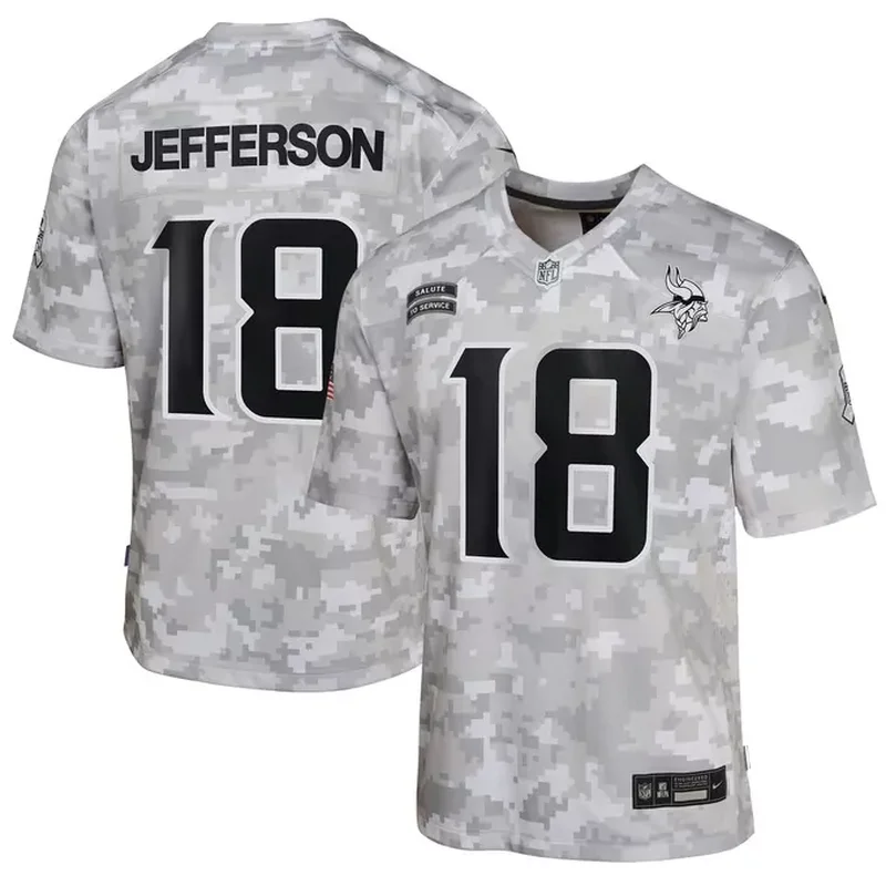 Justin Jefferson Minnesota Vikings 2024 Salute to Service Game Jersey Arctic Camo