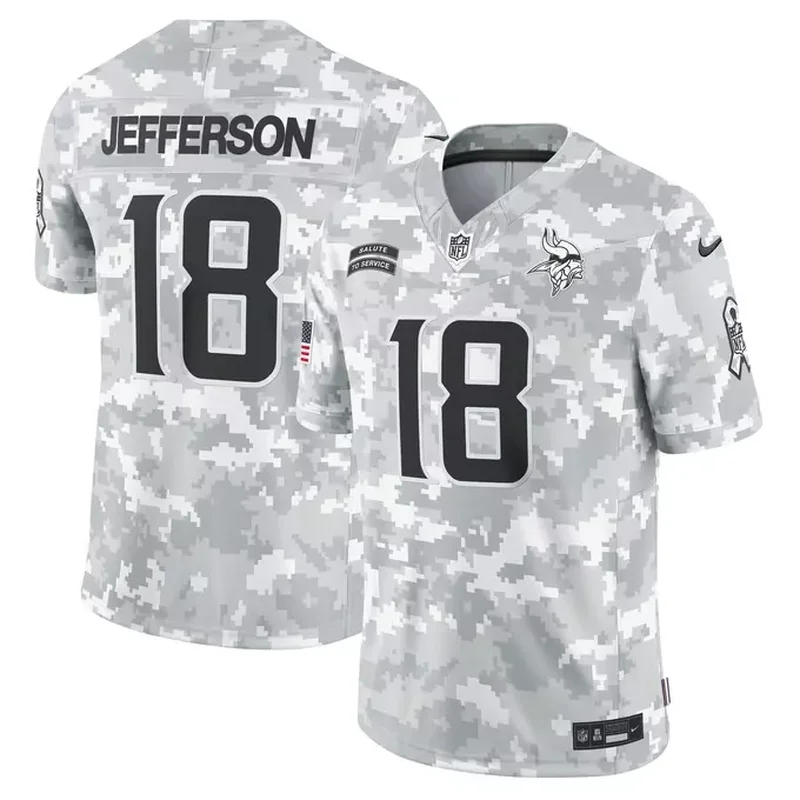 Justin Jefferson Minnesota Vikings 2024 Salute to Service Jersey Arctic Camo