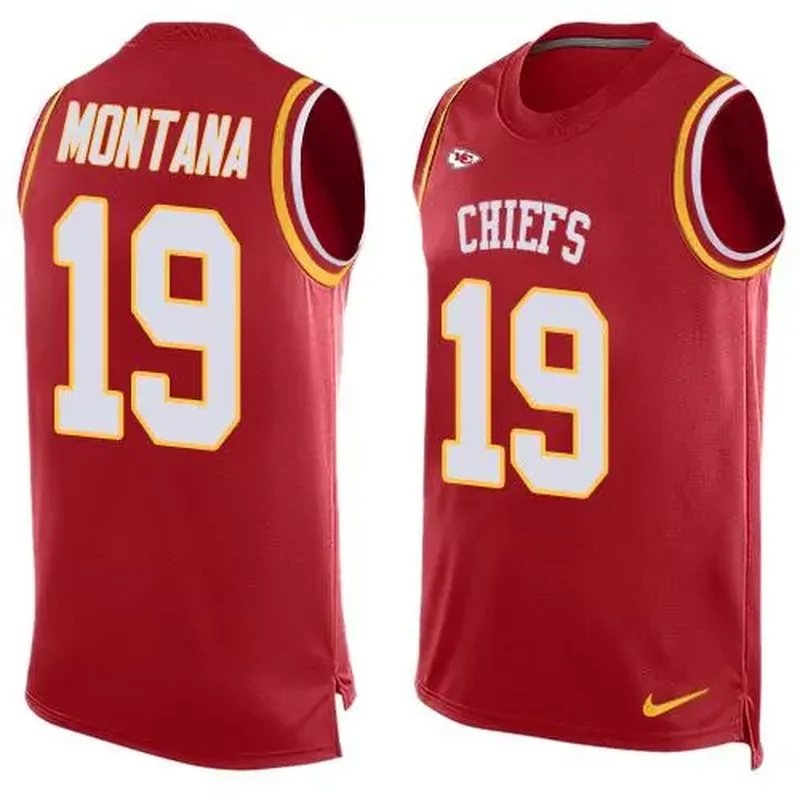 Kansas City Chiefs #19 Joe Montana Red Team Color Men's Stitched Tank Top Jersey