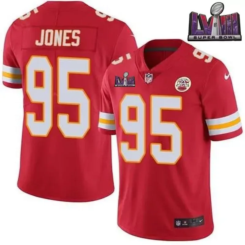 Kansas City Chiefs #95 Chris Jones Gold Super Bowl LIV 2020 Youth Stitched Inverted Legend 100th Season Jersey - Image 4