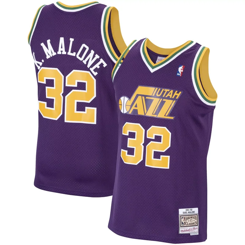 Karl Malone Utah Jazz 1991-92 Hardwood Classics Jersey - Purple NBA