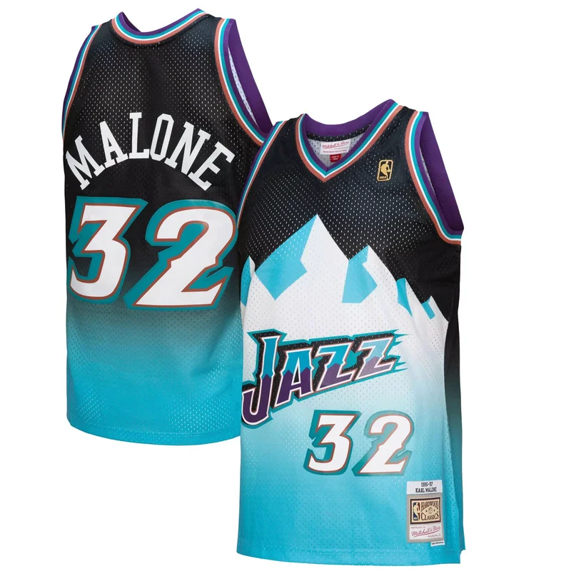 Karl Malone Utah Jazz 1996-97 Hardwood Classics NBA 75th Anniversary Diamond Jersey - Purple - Image 3