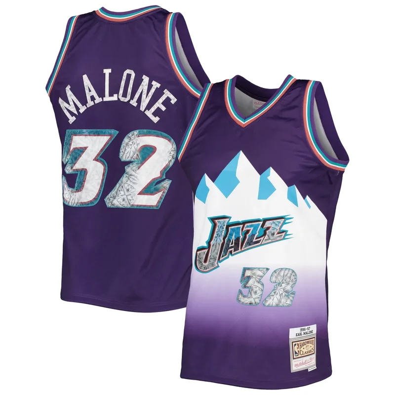 Karl Malone Utah Jazz 1996-97 Hardwood Classics NBA 75th Anniversary Diamond Jersey - Purple