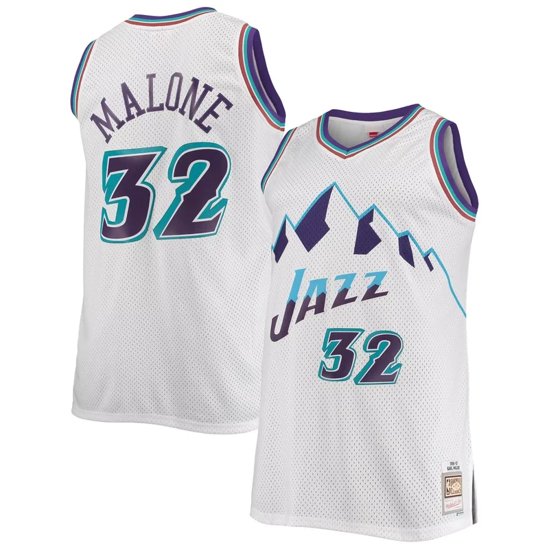 Karl Malone Utah Jazz Big & Tall Hardwood Classics Jersey - White NBA