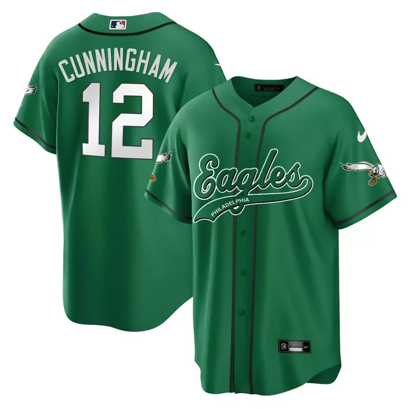 Kelly Randall Cunningham Eagles Kelly Green Baseball Jersey All Stitched