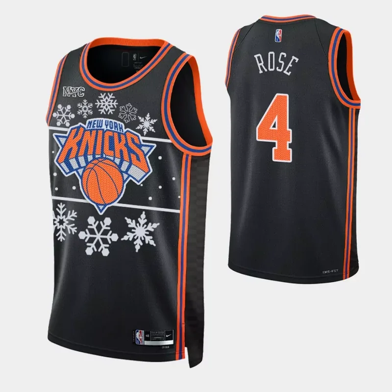 New York Knicks derrick rose black nba 75th 2021 jersey christmas night Basketball jersey