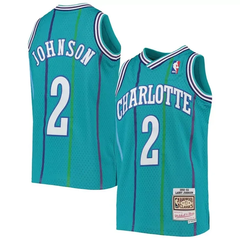 Alonzo Mourning Charlotte Hornets Classics 1992/93 Split Jersey Teal/Purple - Image 3