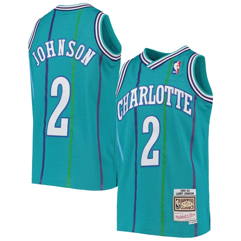 Larry Johnson Charlotte Hornets 1992-93 Hardwood Classics Jersey - Teal NBA