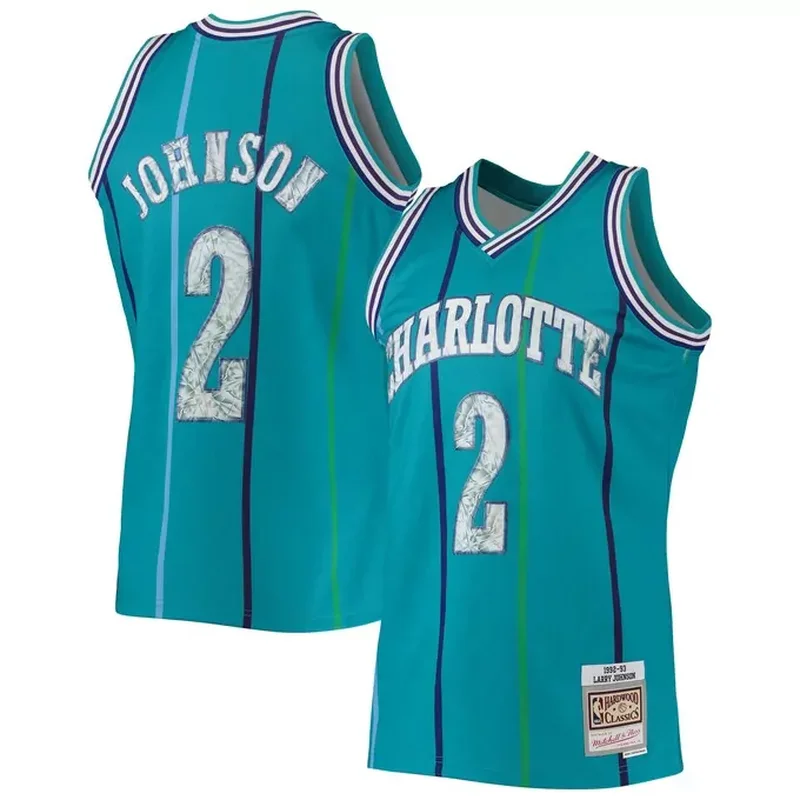 Larry Johnson Charlotte Hornets 1996/97 Classics NBA 75th Anniversary Diamond Jersey Teal
