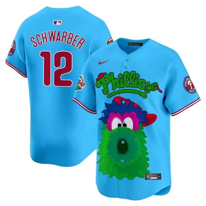 Light Blue Kyle Schwarber Unisex Phillies Phanatic Vapor Premier Jersey V2 Printed