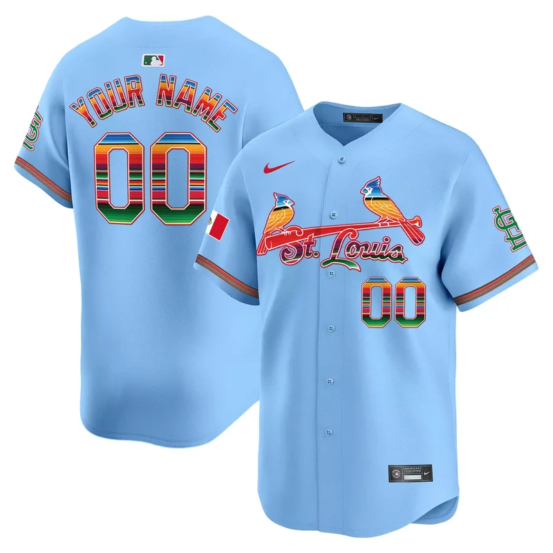 Light Blue st. louis cardinals mexico vapor custom jersey all stitched
