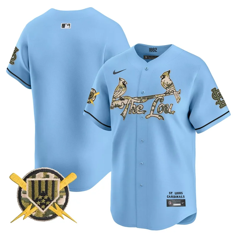 Light Blue Team st. louis cardinals armed forces day jersey all stitched