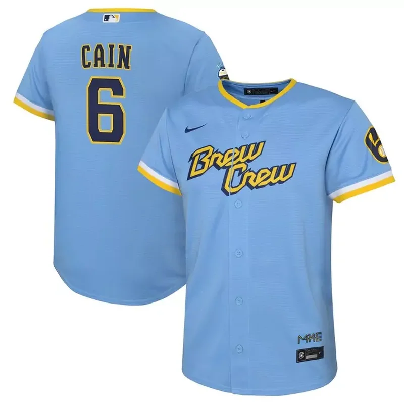 Christian Yelich Milwaukee Brewers Road Player Logo Jersey Gray - Image 3