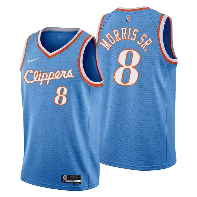 Los Angeles Clippers Marcus Morris Sr. 8 NBA Basketball Team City Blue Jersey Clippers Fans
