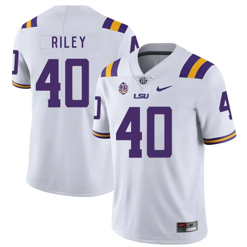 LSU Tigers 40 Duke Riley White College Jersey