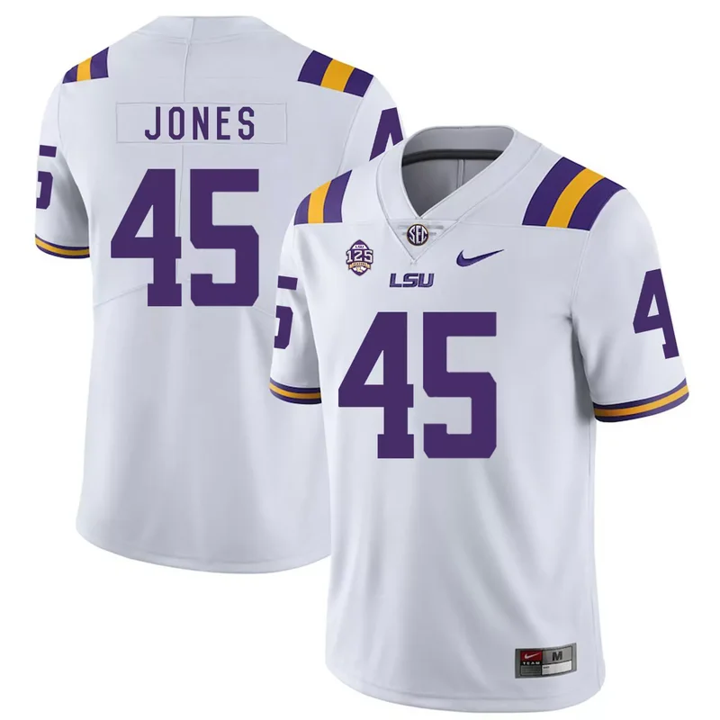 LSU Tigers 40 Duke Riley White College Jersey - Image 5