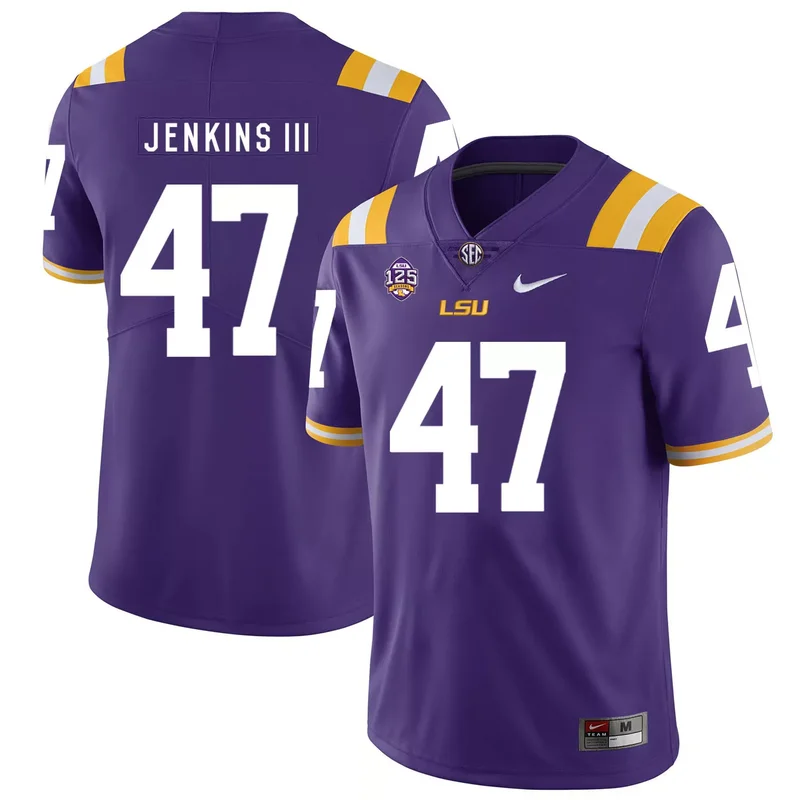 LSU Tigers 47 Nelson Jenkins III Purple College Jersey