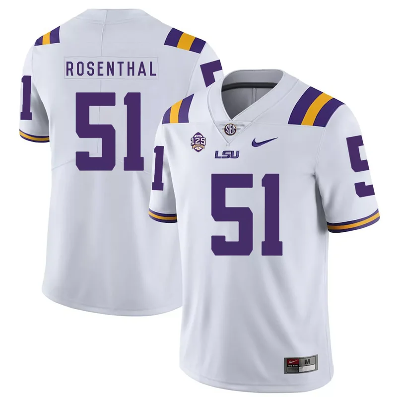 LSU Tigers 51 Dare Rosenthal White College Jersey
