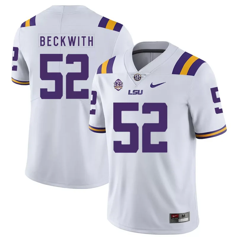 LSU Tigers 51 Dare Rosenthal White College Jersey - Image 5