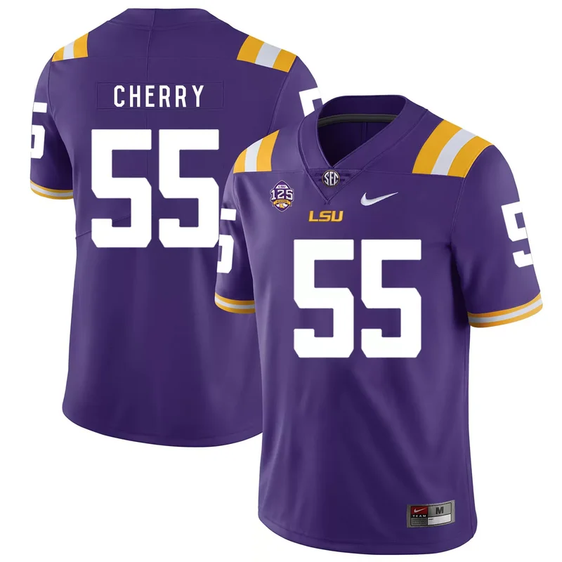 LSU Tigers 55 Jarell Cherry Purple College Jersey