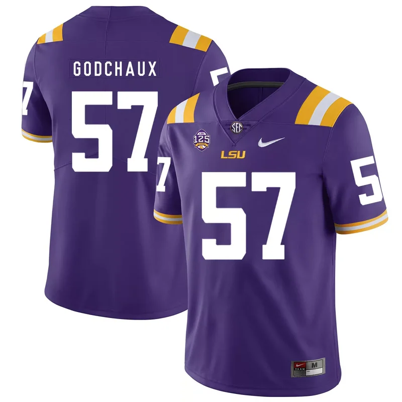 LSU Tigers 55 Jarell Cherry Purple College Jersey - Image 3